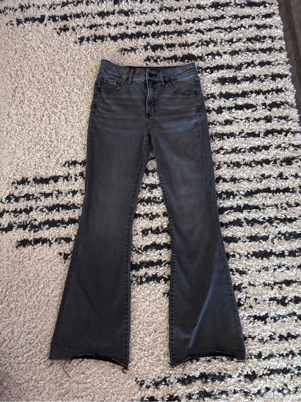 Express 70βs Style Black Flare Jeans β Mid-Rise Wide Leg